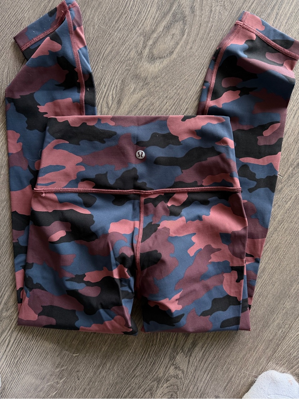lululemon maroon and black camo high-rise leggings